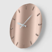Rose Gold Blush Metal Skinny Silver Minimalismus Große Wanduhr (Winkel)