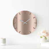 Rose Gold Blush Metal Skinny Silver Minimalismus Große Wanduhr (Zuhause)
