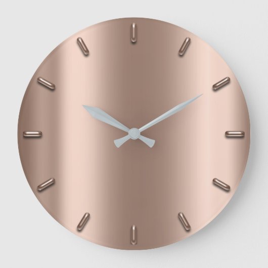 Rose Gold Blush Metal Skinny Silver Minimalismus Große Wanduhr (Vorderseite)