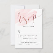 Rose Gold Blush Moderne einfache Script Hochzeit R RSVP Karte (Vorderseite)