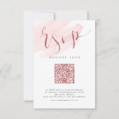 Rose Gold Blush Modernes Skript Hochzeit QR-Code RSVP Karte (Vorderseite)
