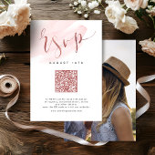 Rose Gold Blush Modernes Skript Hochzeit QR-Code RSVP Karte