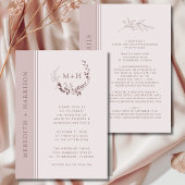 Rose Gold Blush Monogram All in one Wedding Einladung