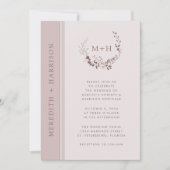 Rose Gold Blush Monogram All in one Wedding Einladung (Vorderseite)