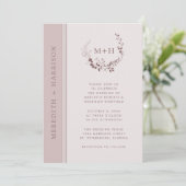 Rose Gold Blush Monogram All in one Wedding Einladung (Stehend Vorderseite)