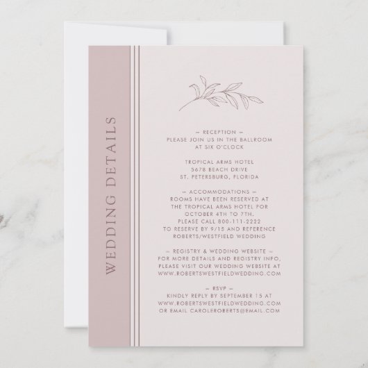 Rose Gold Blush Monogram All in one Wedding Einladung (Rückseite)