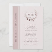 Rose Gold Blush Monogram QR Code Hochzeit Einladung (Vorderseite)