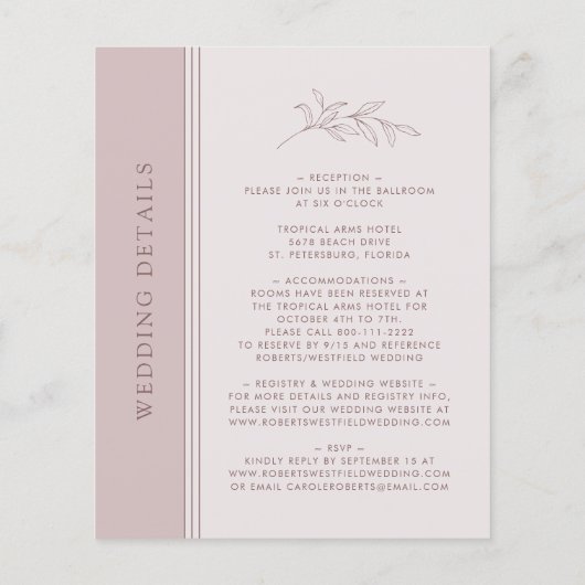 Rose Gold Blush Monogram Wedite Einladung (Rückseite)