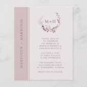 Rose Gold Blush Monogram Wedite Einladung (Vorderseite)
