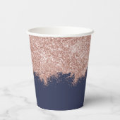 Rose Gold Blush Navy Blue Pink Girl Glitzer Staub Pappbecher (Rückseite)