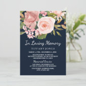 Rose Gold Blush Navy-Gedenkfeier Einladung (Stehend Vorderseite)