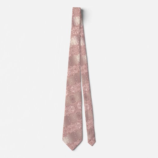 Rose Gold Blush Neck Tie Glitzer Sparkone Tropfen Krawatte (Vorderseite)