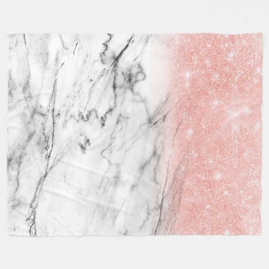 Rose Gold Blush Ombre Glitzer auf Trendy Marble Fleecedecke (Vorderseite (Horizontal))