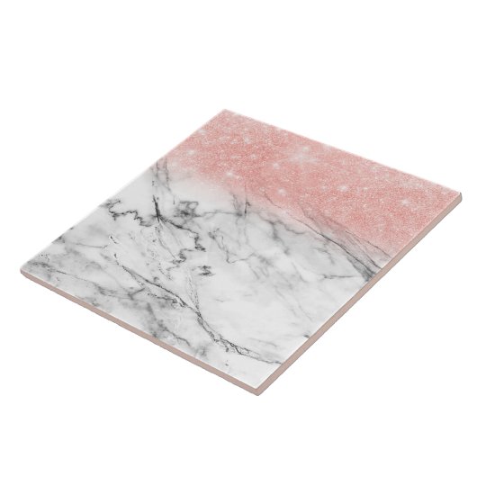 Rose Gold Blush Ombre Glitzer auf Trendy Marble Fliese (Seite)