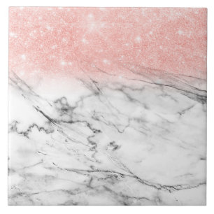 Rose Gold Blush Ombre Glitzer auf Trendy Marble Fliese