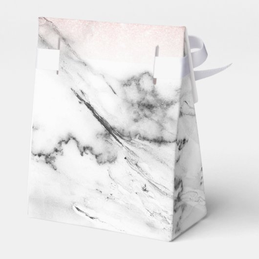 Rose Gold Blush Ombre Glitzer auf Trendy Marble Geschenkschachtel (Rückseite)