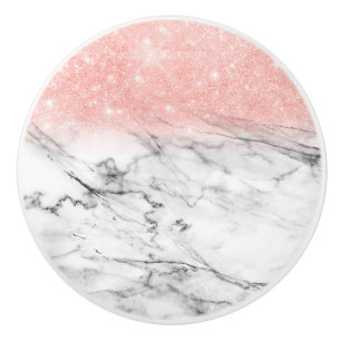 Rose Gold Blush Ombre Glitzer auf Trendy Marble Keramikknauf