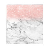 Rose Gold Blush Ombre Glitzer auf Trendy Marble Notizblock (Vorderseite)