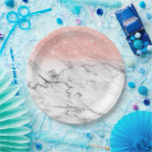 Rose Gold Blush Ombre Glitzer auf Trendy Marble Pappteller (Party)