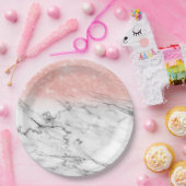 Rose Gold Blush Ombre Glitzer auf Trendy Marble Pappteller (Party)