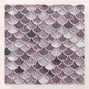 Rose Gold Blush Ombre Glitzer Mermaid Scales Glasuntersetzer