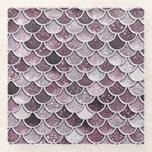 Rose Gold Blush Ombre Glitzer Mermaid Scales Glasuntersetzer (Vorderseite)