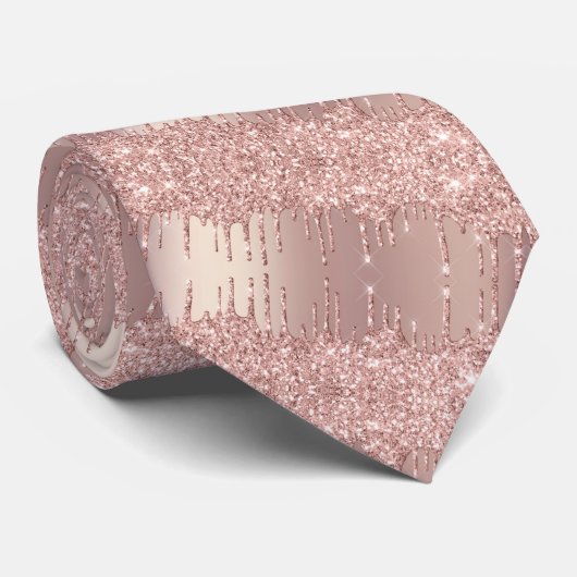 Rose Gold Blush Party Neck Tie Geschenk Glitzer Tr Krawatte (Gerollt)