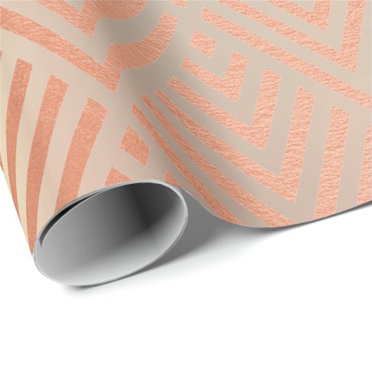 Rose Gold Blush Pearly Metallic Art Deco Kupfer Geschenkpapier (Rolleneckpunkt)