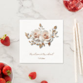 Rose Gold Blush Pink 3D Rosen Ihre Namen Hochzeit Serviette (Beispiel)