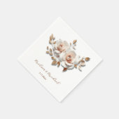 Rose Gold Blush Pink 3D Rosen Ihre Namen Hochzeit Serviette (Ecke)