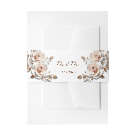 Rose Gold Blush Pink 3D Roses Your Names Wedding Einladungsbanderole (Vorderseite Beispiel)