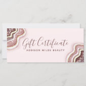 Rose Gold Blush Pink Agate Geode Geschenkgutschein (Vorderseite)