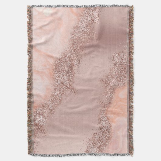 Rose Gold Blush Pink Agate Geode Glitzer Decke (Vorderseite Vertikal)