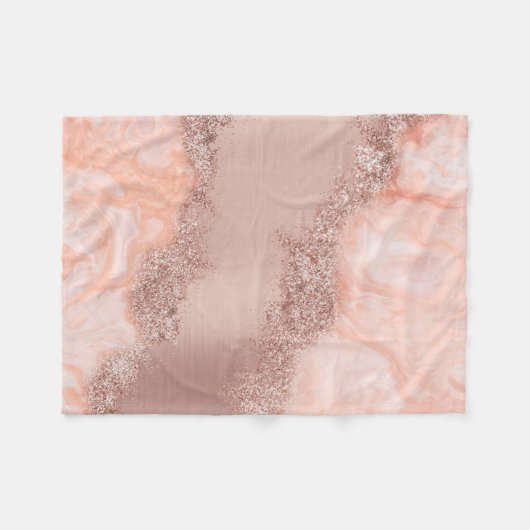 Rose Gold Blush Pink Agate Geode Glitzer Fleecedecke (Vorderseite (Horizontal))