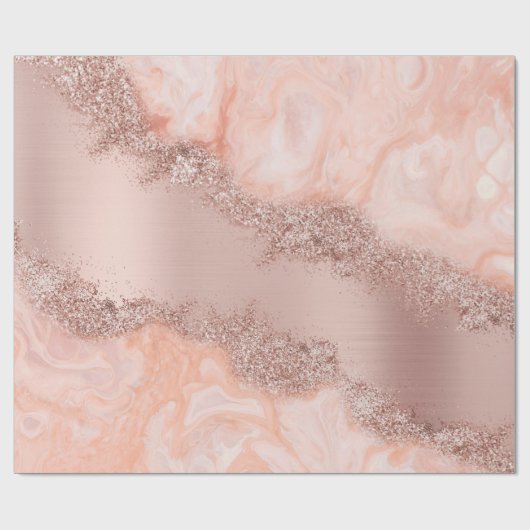 Rose Gold Blush Pink Agate Geode Glitzer Geschenkpapier (Flach)