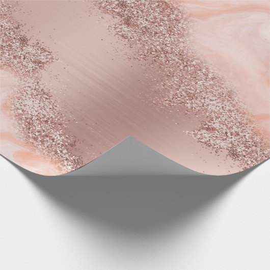 Rose Gold Blush Pink Agate Geode Glitzer Geschenkpapier (Ecke)