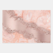 Rose Gold Blush Pink Agate Geode Glitzer Geschenkpapier Set (Vorderseite)