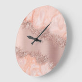 Rose Gold Blush Pink Agate Geode Glitzer Große Wanduhr (Winkel)