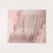 Rose Gold Blush Pink Agate Geode Glitzer Hochzeit Wandteppich (Vorderseite (Horizontal))