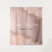 Rose Gold Blush Pink Agate Geode Glitzer Hochzeit Wandteppich (Vorderseite)