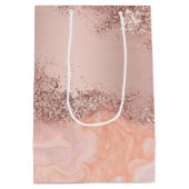 Rose Gold Blush Pink Agate Geode Glitzer Mittlere Geschenktüte (Rückseite)