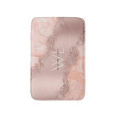 Rose Gold Blush Pink Agate Geode Glitzer Monogram Badematte (Vorderseite Vertikal)