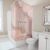 Rose Gold Blush Pink Agate Geode Glitzer Monogram Duschvorhang (Beispiel)