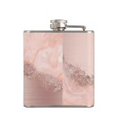 Rose Gold Blush Pink Agate Geode Glitzer Monogram Flachmann (Rückseite)