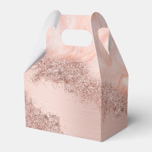 Rose Gold Blush Pink Agate Geode Glitzer Monogram Geschenkschachtel (Rückseite)