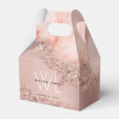 Rose Gold Blush Pink Agate Geode Glitzer Monogram Geschenkschachtel (Vorderseite)