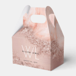 Rose Gold Blush Pink Agate Geode Glitzer Monogram Geschenkschachtel