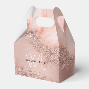 Rose Gold Blush Pink Agate Geode Glitzer Monogram Geschenkschachtel