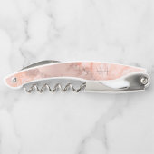 Rose Gold Blush Pink Agate Geode Glitzer Monogram Kellnermesser (Rückseite)