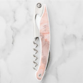 Rose Gold Blush Pink Agate Geode Glitzer Monogram Kellnermesser (Vorderseite)